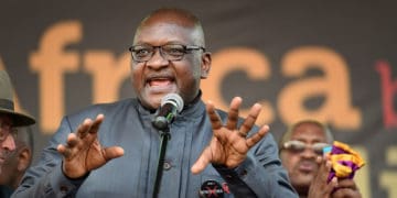 Gauteng Premier David Makhura addresses the people’s march against xenophobia in Newtown. 
Picture: GCIS