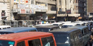 Taxis are gridlocked at Noord taxi rank in the Johannesburg CBD. The country's transport infrastructure needs urgent work. Picture by Media Club/Flickr