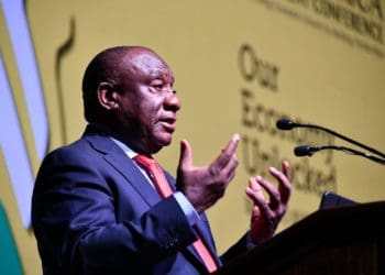 President Cyril Ramaphosa addressing the 2020 South African Investment Conference at the Sandton Convention Centre in Johannesburg on Wednesday. Picture : GCIS