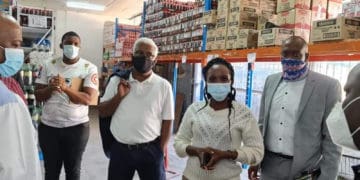 Economic Development and Environmental Affairs MEC Ravi Pillay with his officials inspecting businesses for compliance
