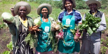 Alecia (53) started the Esigodini Farmers Primary Cooperative in 2011 in the rural area of Illovu, near Amanzimtoti in KwaZulu-Natal. Since then, she and her team have been farming for the community on a 2.5-hectare plot.