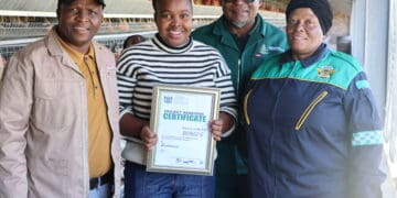 From left to right : MEC Madoda Sambatha together with the founder of Bongi G Farm, Sibongile Gumede and other officials.