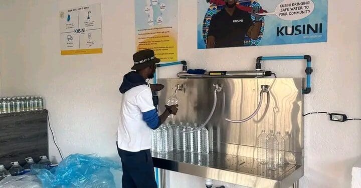 Murendeni Mafumo, founder of Kusini Water seen processing water