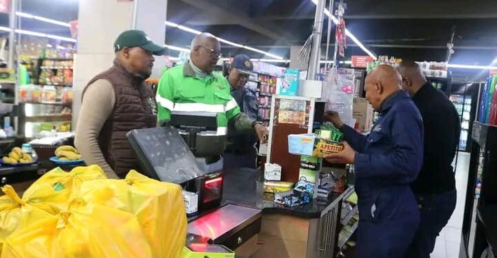 MEC Ketso Makume with SAPS during the Consumer Protection blitz in Bloemfontein