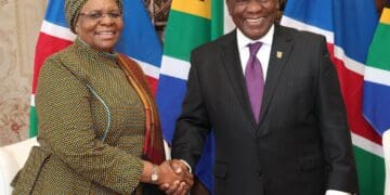 Dr Netumbo Nandi-Ndaitwah, President Namibia and President of South Africa Cyril Ramaphosa during her visit in South Africa